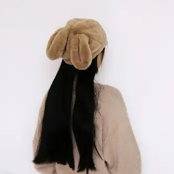 MISSKY Femei Capace Beneies Culoare Solidă Fata de Iarna Cald Pălărie Moale de Pluș Drăguț Urechi de Iepure Design Culoare Solidă Bereta Pălării de sex Feminin