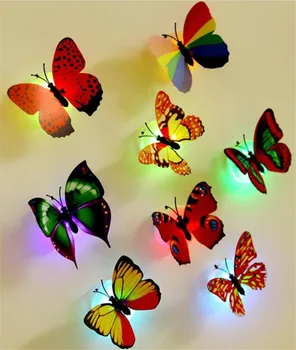 10buc Led fluture autocolant perete nunta acasă lumina de noapte de a se încleia fluture 3D luminoase, autocolante colorate petrecerea de nunta