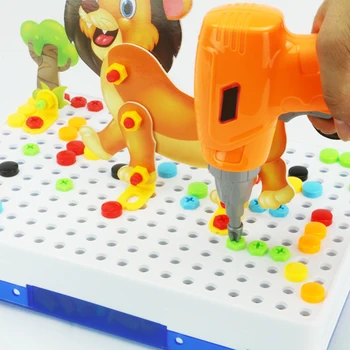 Copii Burghiu de Jucării pentru Copii Creative Șurubelniță Mozaic Copii Jucărie DIY Model de Kit de Învățare Joc Educativ Șurub Puzzle Kit Cadou