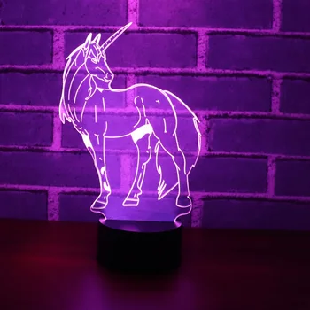 MYDKDJL 3D LED Lumina de Noapte pentru Grațios Unicorn cu 7 Culori deschise pentru Decor Acasă Cal Lampa Vizualizare Uimitoare Optice
