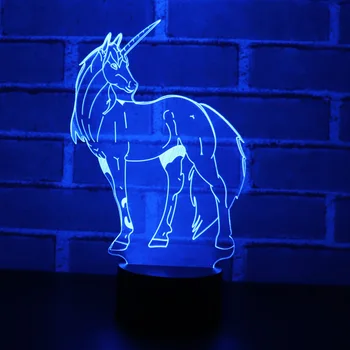 MYDKDJL 3D LED Lumina de Noapte pentru Grațios Unicorn cu 7 Culori deschise pentru Decor Acasă Cal Lampa Vizualizare Uimitoare Optice
