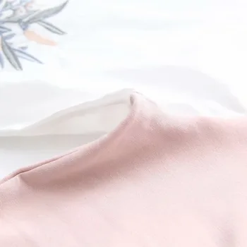 LUNDUNSHIJIA 2019 Nouă Primăvară pentru Femei de Moda Fals Două Piese Bluza din Bumbac Flori de sex Feminin, Broderie Tricouri Casual cu Maneci Lungi de Sus