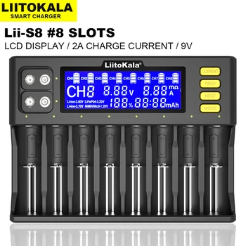 LiitoKala Lii-S8 Încărcător de Baterie Li-ion 3.7 V NiMH 1.2 V Li-FePO4 3.2 V IMR 3.8 V pentru Baterii 18650, 26650 20700 21700 26700 AA AAA