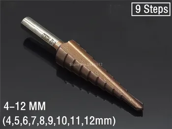 3Pcs Set HSS CO M35 din Oțel Inoxidabil, Metal Pas Burghiu Cutter Lemn Con Core Gaura de Foraj Văzut Instrument Broca Metalic Si Cutie de Lemn
