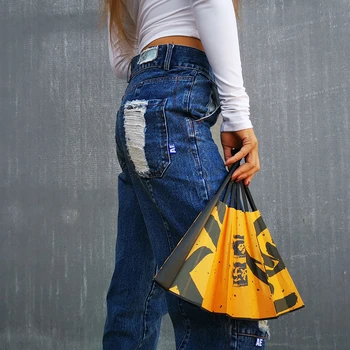 TWOTWINSTYLE Streetwear Mozaic Gaura Ciucure Pantaloni Pentru Femei Talie Mare Largi Picior Casual Femei Blugi de Toamna Noi 2020 Moda