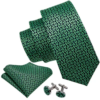 2019 Nou Brand De Lux Verde Cu Buline Legături Cadouri Pentru Barbati Matase Barry.Wang Cravate Batista Seturi Pentru Nunta de Afaceri LS-5116