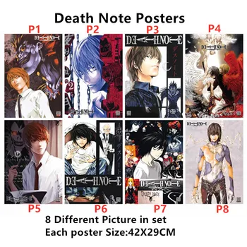 8 BUC/LOT Anime Death Note Poster Autocolante Jucărie 8 Poze Lawliet L Yagami Light Ryuk Misa Rem DN Postere 42cm x29 CM