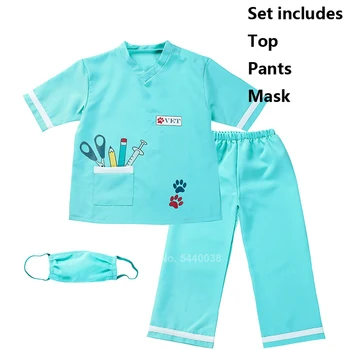 Veterinar Cosplay Costum Chirurgical pentru Copii Baby Boy Fata de Partidul de Performanță Etapă Joc de Rol Scrubs Laborator Uniforme