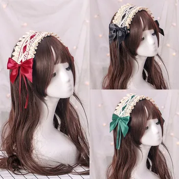 Japoneze lolita accesorii de par frizură lace dulce banda de păr Lolita din Dantela Banda de Păr Banda de Bowknot articole pentru acoperirea capului cosplay costum