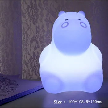 Silicon Hipopotam Lumină de veghe LED cu Senzor Tactil 9 Culori Lampă de Masă Baterie Dormitor Lampă de Noptieră pentru Copii pentru Copii Cadouri pentru Copii