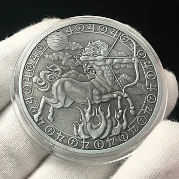 12 Piese Douăsprezece Constelații Argint Antic Relief Cancer Monedă Comemorativă Dragoste Sirena Soare Sagetator Monede