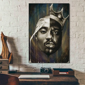 Rapper-ul Regele Tupac Shakur Art Postere Si Printuri Panza Pictura Notorious B. I. G Biggie Smalls 2 PAC Poza Perete Decor Dormitor