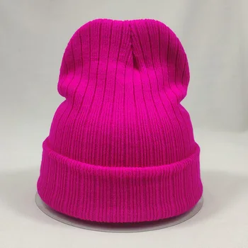 Luminoase de Culoare Simplu Mens Beanie de Iarnă Tricot Pălării pentru Femei Elastic Acril Moale Pălării Galben Neon Roz