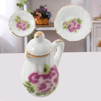 15 piese de Portelan set de ceai casă de Păpuși în miniatură alimente Chineză a crescut feluri de mâncare cupa