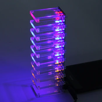Voice Control Electronic Coloana de Cristal DIY Kit de Colorat de Muzică Spectru Audio Suite Indicator a Face Lumină Cubi pentru Difuzor