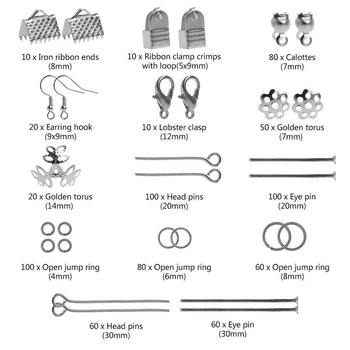15 Grile Metalice de Luare de Bijuterii Kit DIY Colier Materiale de Reparații Instrument cu Accesorii Constatările și ștrasuri din Mărgele Fire Adulți Consumabile