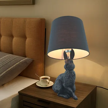 Moderne de Iepure Lampă de Masă Creative Rășină Animal Lampa de Birou Camera Copiilor Camera de zi, Lângă Lampă de Desene animate Luminaria Lămpi de Masă