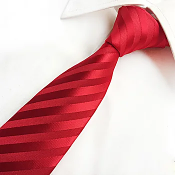 2020 Nou 8cm Larga de Cravate pentru Bărbați Faux Mătase Moda Formale cu Dungi Ceremonia de Nunta Numirea Legături de Gât Cravată Roșie cu Cutie de Cadou