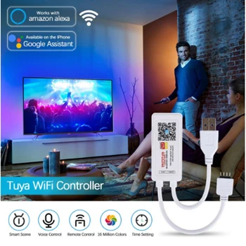 Tuya WiFi APP smart mini controler cu LED-uri DC 5v-24v 6A Potrivit pentru 2835 3528 5050 rgb led strip lumina de culoare Transforma interfa usb