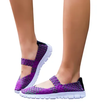 Femei ochiurilor de Plasă Pantofi Flats Țesute Adidași 2019 Casual Greutate de Lumină Elastic Antrenor Aluneca pe Sport Pantofi de Apă Adidași Apartamente Sapato