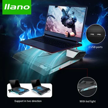 LLANO V6 Portabil Laptop Cooler cu Porturi USB 2.0, 16 Led-uri Răcitorului de Aer al Ventilatorului de Răcire de Bază Notebook Cooler pentru 15 15.6 17 Inch Laptop