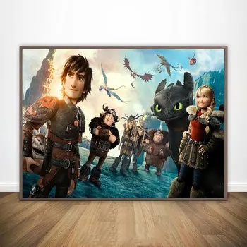 Panza Pictura Cum sa iti dresezi Dragonul Poster HD Print de arta de perete poza decor camera pentru copii fara rama