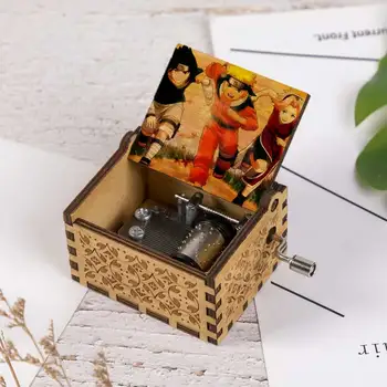Naruto Imprimare Caseta de Muzică kakashi Uchiha Itachi Lemn Music Box Blue Bird Muzica Cadou de Crăciun