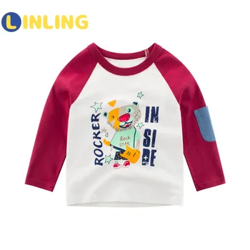 LINLING 2020 Copii Tricou Fete Haine de Bumbac pentru Copii T-shirt Toddler Boys Desene animate de Imprimare Topuri cu Maneci Lungi Fete Tricouri V79