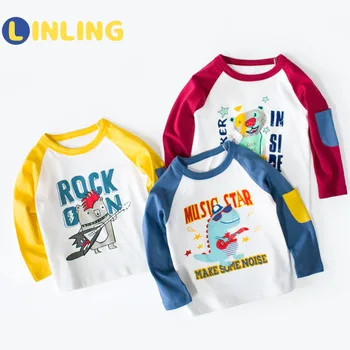 LINLING 2020 Copii Tricou Fete Haine de Bumbac pentru Copii T-shirt Toddler Boys Desene animate de Imprimare Topuri cu Maneci Lungi Fete Tricouri V79
