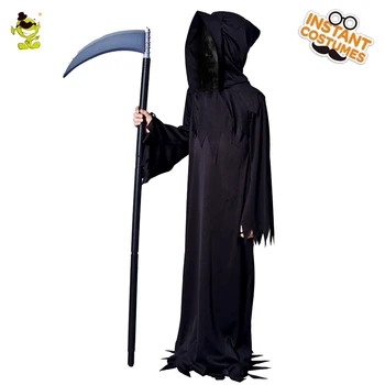 Băieții Grim Reaper Costume Halloween Copii Joc de Rol Înfricoșător Diavolul Halat de Purim Cosplay Costum de Fantomă pentru Copii