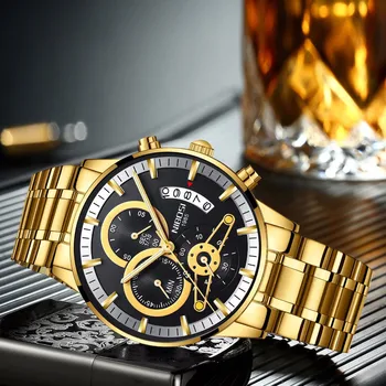 NIBOSI Mens Ceasuri de Lux de Top de Brand Barbati Ceas de Aur pentru Bărbați Relogio Masculino Militar Armata Analog Cuarț Ceas de mână Montre Homme