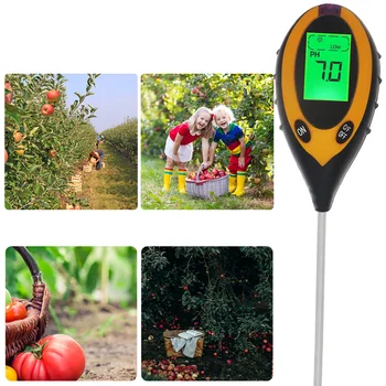 4 în 1 LCD Sol Tester de Flori de Plante pH Umiditate, Temperatură, Lumină Analizor pentru Gradina Ferma de Gazon Plante