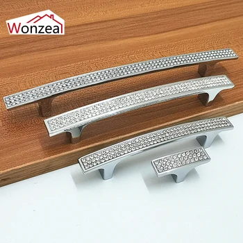 Cristal Cabinet Sertar Trage Stras Sticla Bucatarie Mobilier Mâner de Argint Gaura Teren 96/128/160mm/ Singur Buton