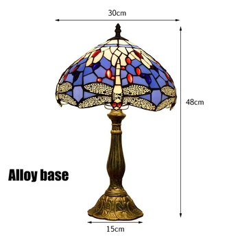 WOERFU 30cm Tiffany Masă Lampă E27 Libelula de Iluminat Stil de Moda Creative Aolly Bază de Lampă de Masă