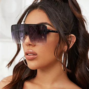 Brand de lux de Designer Semi-fără ramă de ochelari de Soare Femei 2021 tendință Supradimensionate Pătrat ochelari de soare Retro Cool Ochelari de Soare Nuante Pentru Femei