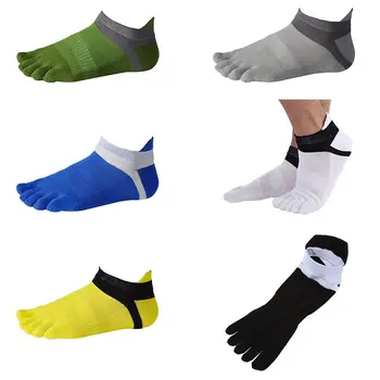 4 pereche de șosete Tep No Show Cinci Degetul Ciorapi de Bumbac Atletic Running Sosete Pentru Barbati alb+galben+albastru+negru