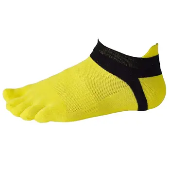4 pereche de șosete Tep No Show Cinci Degetul Ciorapi de Bumbac Atletic Running Sosete Pentru Barbati alb+galben+albastru+negru