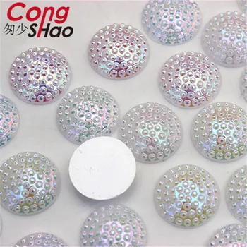 Cong Shao 100BUC 16mm AB Culori Acrilice Pietre Rotunde tapiterie Spate Plat pietre si cristale DIY Rochie de Mireasa Butonul CS543