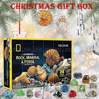 Vindecare de Cristal Advent Calendar Copii cu Rock Colecții Pietricele Lustruit Pietriș Numărătoarea inversă de Crăciun Calendare SAL99