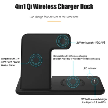 15W Wireless de Încărcare Stand Dock pentru iPhone Samsung S20 Nota 10+ Wireless Rapid de Încărcare de Bază pentru Apple Watch 5 4 3 Airpods 2/Pro