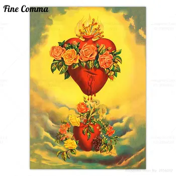 Inima Imaculată a Mariei Epocă Poster Sacred Heart Arta de Perete Sângerare Inima Sacră Tablou Canvas Print de Arta Populara Mexicana