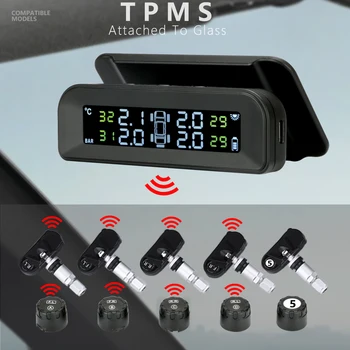 TPMS Presiunea în Anvelope Auto de Alarmă Sistem de monitorizare Wireless 8sensors ( 4 în Interiorul și 4 Senzor Extern) Kit Personalizat HD Încărcare Solară