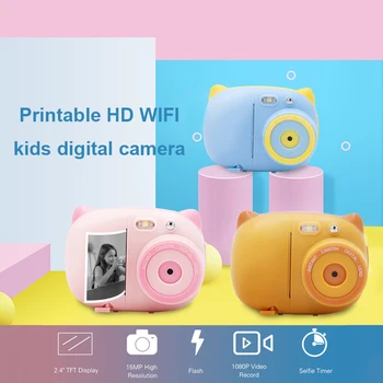 15 MP 1080P HD Mini Drăguț pentru Copii Video de Fotografie, Camera Foto, aparat Foto cu 2.4 Inch TFT Ecran IPS WiFi Instant Printing