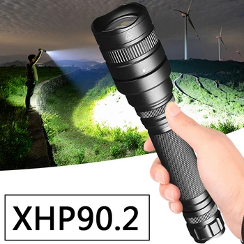 Litwod XHP90.2 LED-uri Puternice Lanternă Tactică rezistent la apa Lanterna Zoom Lanterna Becuri 2 Buc 18650 Baterie Reglabil