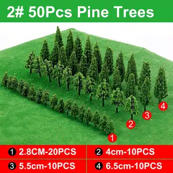 50pcs Plastic Copaci in Miniatura Model de Tren de cale Ferată de cale Ferată Wargame Diorama Peisaj Peisaj Decoratiuni Banyan Pini