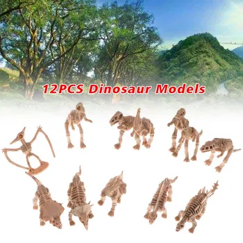 12buc/set Realiste Diverse Simulare Dino Dinozaur Plastic Model de Jucărie pentru Copii Cifrele de Colectare Stabilit Schelet Decor Acasă