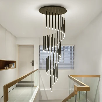 Modern luminile led pentru living minimalist, duplex, etaj sala pandantiv lampă Nordic villa scară în spirală lampă de agățat
