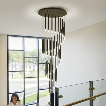 Modern luminile led pentru living minimalist, duplex, etaj sala pandantiv lampă Nordic villa scară în spirală lampă de agățat