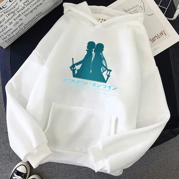 SAO - Kirito si Asuna Hanorace Sabie de Arta On-line cu Glugă Femei Tricou cu mâneci Lungi student Toamna Casual cu Glugă Streetwear