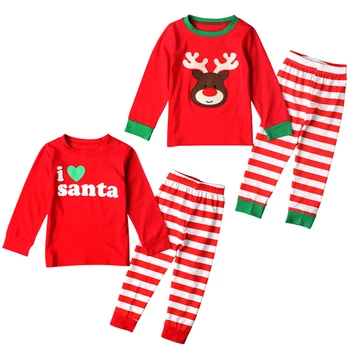 2017 Crăciun pentru Copii Pijamale pentru Copii Îmbrăcăminte pentru Copii Pijamale Set Cu Cerb Topuri cu Maneci Lungi+Timp Stripe Pantaloni de Costum Seturi DS15
